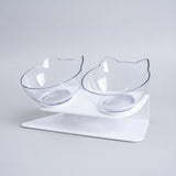 Angled cat feeding bowl for easier food and water access