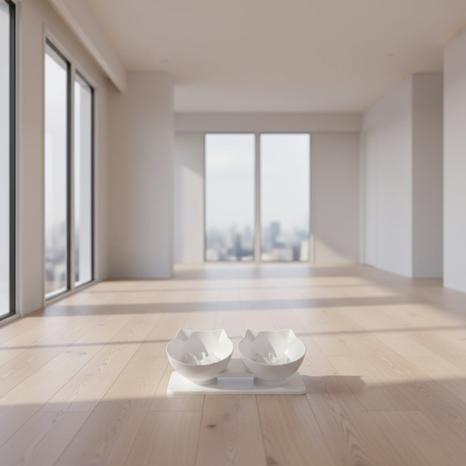 Anti-slip elevated cat bowl with a wide stable base