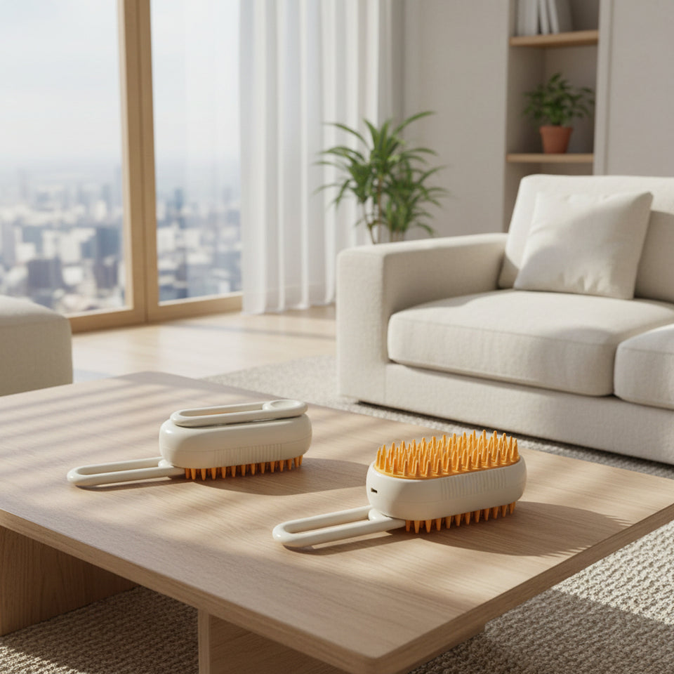 Cordless pet grooming brush for convenient home use