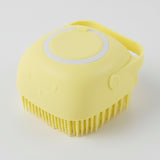 Dog bath brush with built-in shampoo dispenser