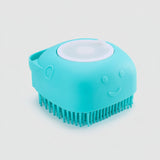 Dog bath scrubber with shampoo dispensing feature