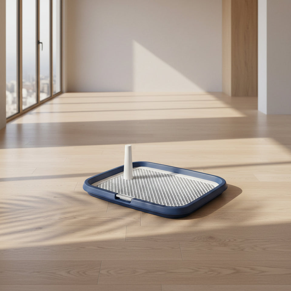 Dog potty tray with deep basin for urine collection