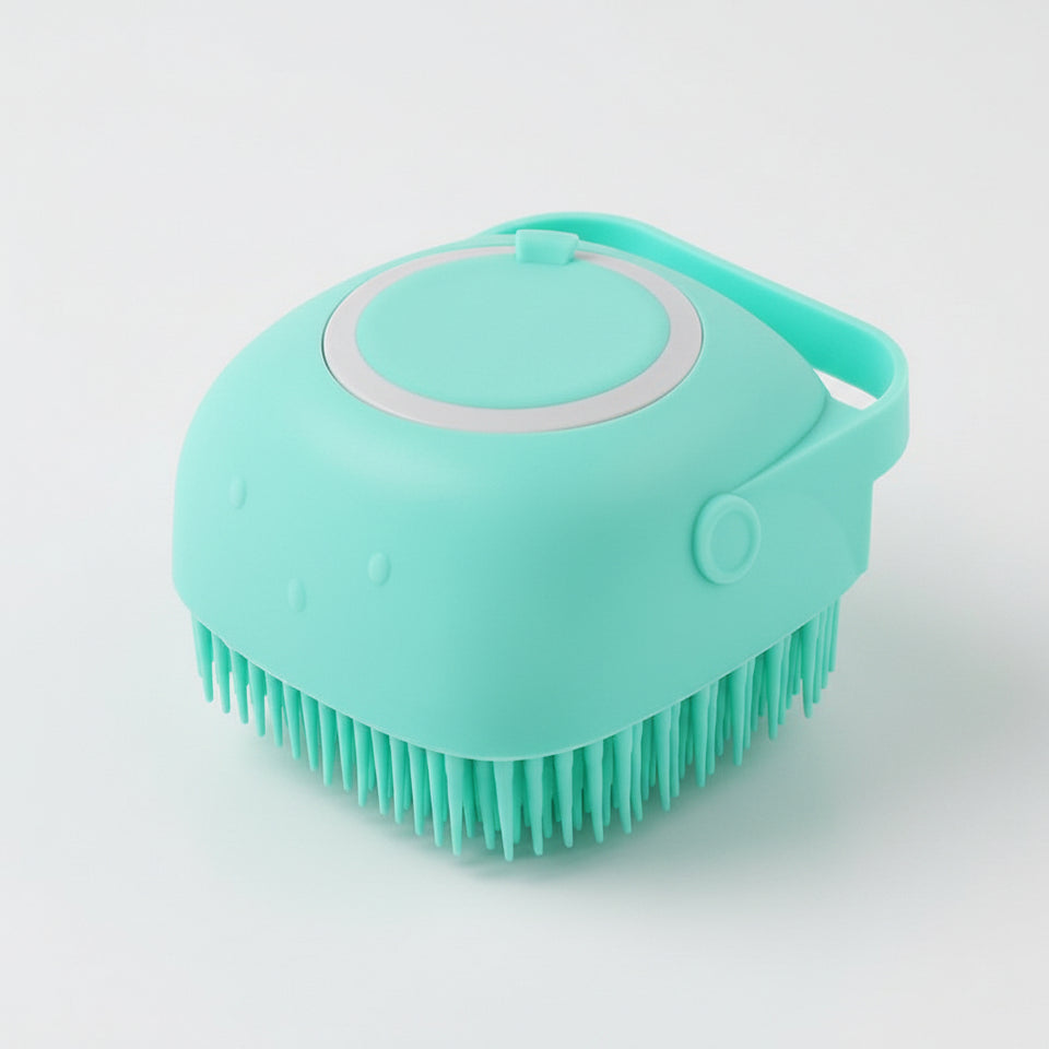 Dog shampoo dispenser brush for easy bathing