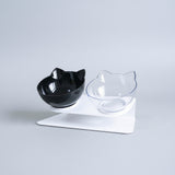 Double bowl cat feeder for serving food and fresh water together
