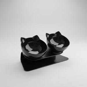 Anti-slip elevated cat bowl with a wide stable base