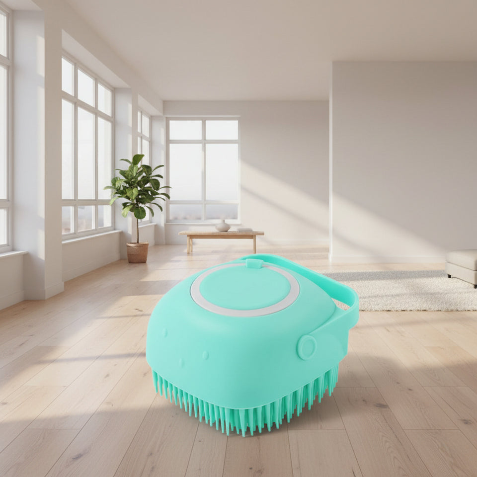 Pet bath scrubber for dog grooming and cleaning